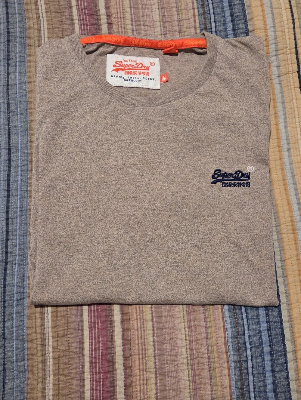SuperDry Orange Label Midweight Crewneck Tee Light Pink Heather Men's Medium
